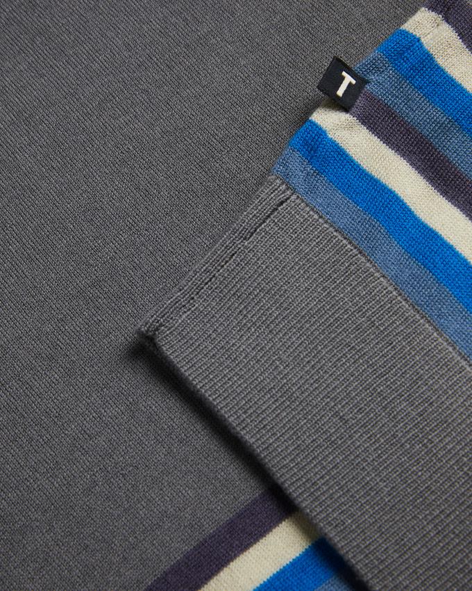 Polo Ted Baker Striped Wool Bleu Homme | VBC-17608746